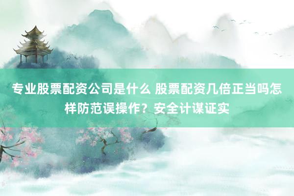 专业股票配资公司是什么 股票配资几倍正当吗怎样防范误操作？安全计谋证实