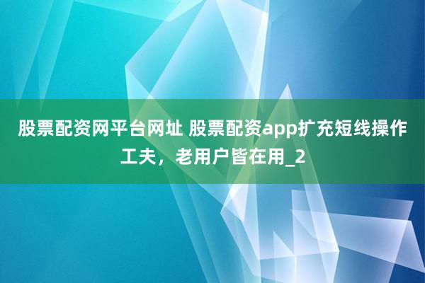 股票配资网平台网址 股票配资app扩充短线操作工夫，老用户皆在用_2